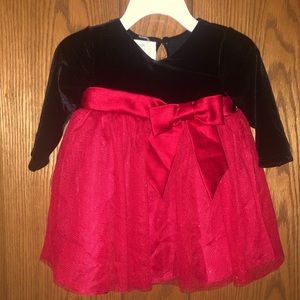 Black velvet and red tulle Christmas dress.